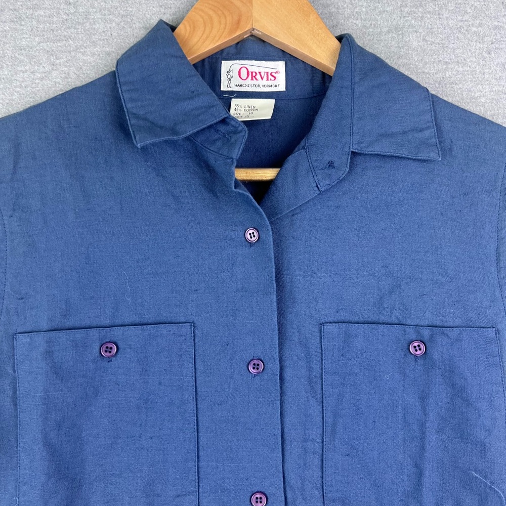 Vintage Orvis Women’s Blue Button Down Shirt Size 10‎